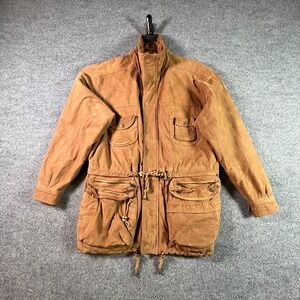 VTG J. Riggins New River Sports Field Jacket Mens Brown Leather 90s Large